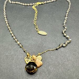 Anthropologie Serefina Gold Tone Crys Mixed Metal Necklace